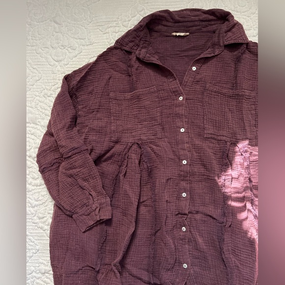 Altar’d State Dark Purple Button Up Shirt Dress Size Medium - Picture 5 of 5